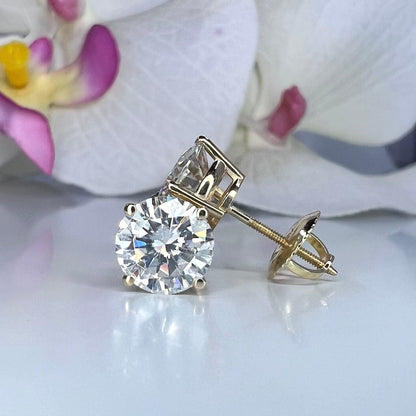 Moissanite Stud Earrings Moissanite Earrings From 1.60 ctw. To  3.00 ctw.  14K Gold, Unisex Moissanite Stud Earrings Cute Stud Earring #5411