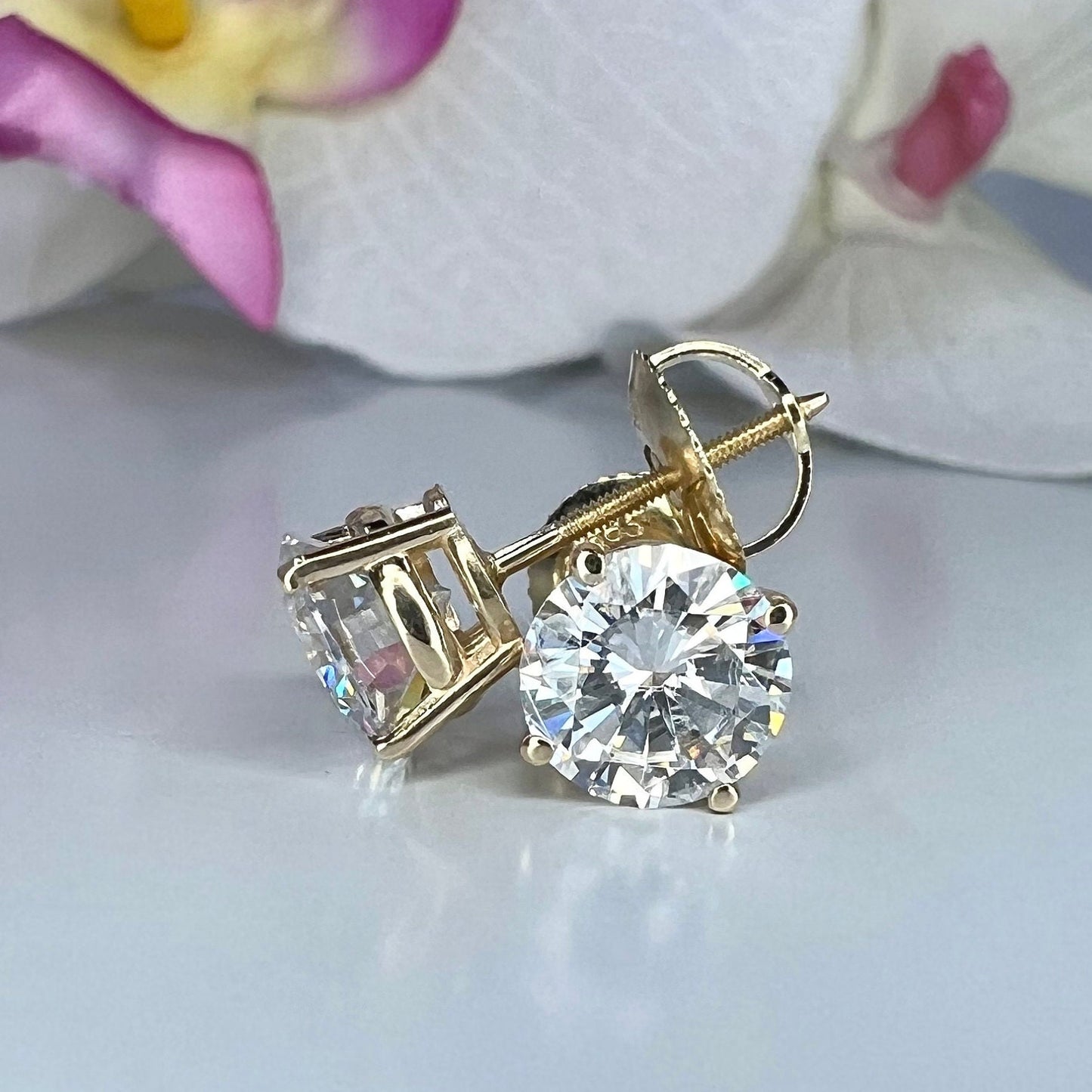 Moissanite Stud Earrings Moissanite Earrings From 1.60 ctw. To  3.00 ctw.  14K Gold, Unisex Moissanite Stud Earrings Cute Stud Earring #5411