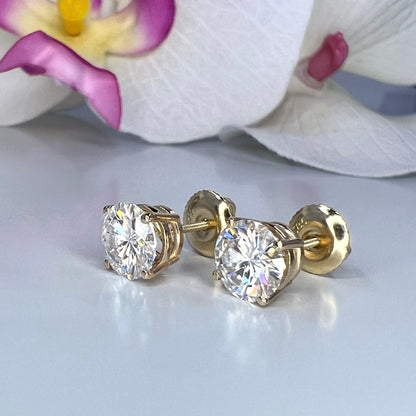 Moissanite Stud Earrings Moissanite Earrings From 1.60 ctw. To  3.00 ctw.  14K Gold, Unisex Moissanite Stud Earrings Cute Stud Earring #5411