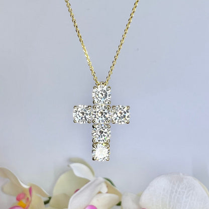 Cross Necklace, Large Cross Necklace  Solid Gold Cross, Unique Cross Necklace, Moissanite Cross Pendant Necklace, Religious Necklace