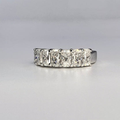 Lab grown diamond wedding band 14K Solid Gold,  radiant cut 7 stone band lab created diamond band, VS1 lab grown diamond stacking band