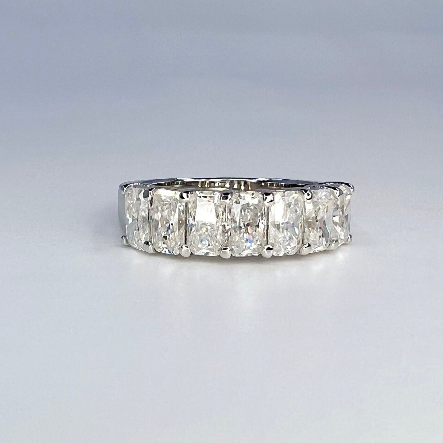 Lab grown diamond wedding band 14K Solid Gold,  radiant cut 7 stone band lab created diamond band, VS1 lab grown diamond stacking band