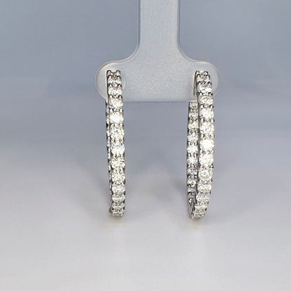 Moissanite hoop earring 14K solid gold, Inside out diamond hoop earrings, Everyday hoop earrings, huggie hoop earrings, endless hoops, #8115