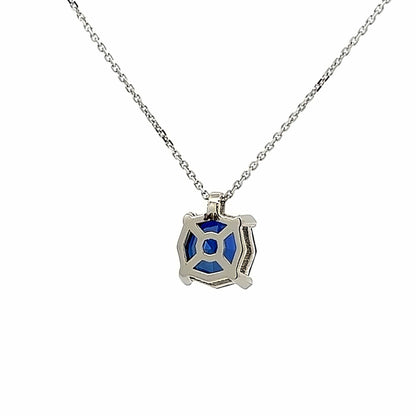 Web Cut Blue Sapphire Pendant Necklace For Her, 14k White Gold Blue Sapphire Octagon Pendant, Sapphire September Birthstone Necklace   #6390