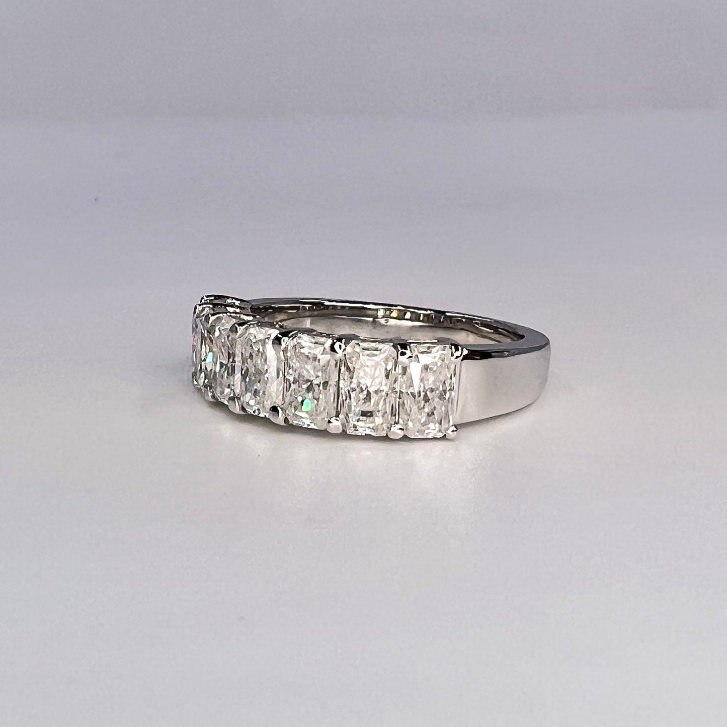 Lab grown diamond wedding band 14K Solid Gold,  radiant cut 7 stone band lab created diamond band, VS1 lab grown diamond stacking band