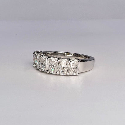 Lab grown diamond wedding band 14K Solid Gold,  radiant cut 7 stone band lab created diamond band, VS1 lab grown diamond stacking band