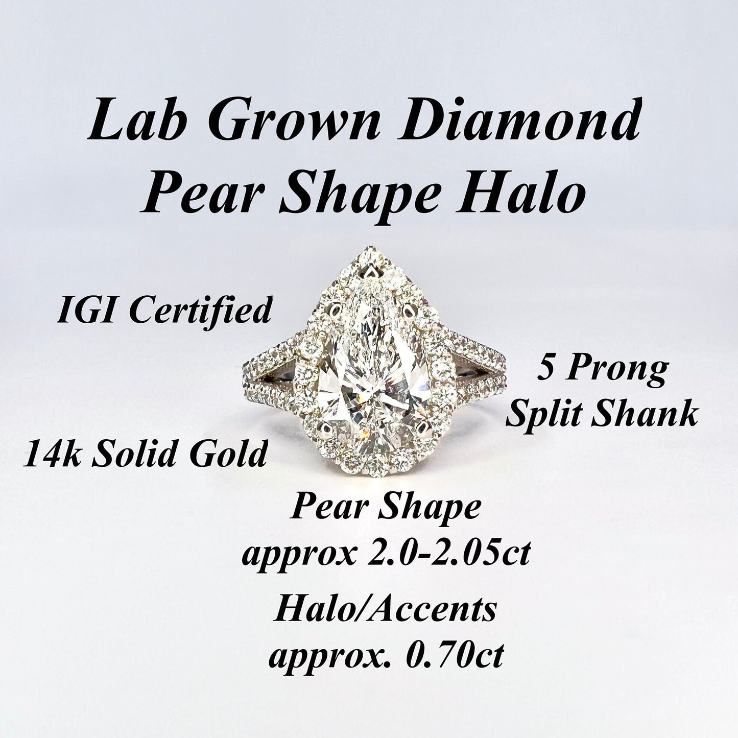 Lab created diamond engagement ring 14k solid gold, Pear shaped lab grown diamond ring, Lab grown diamond hidden halo engagement ring