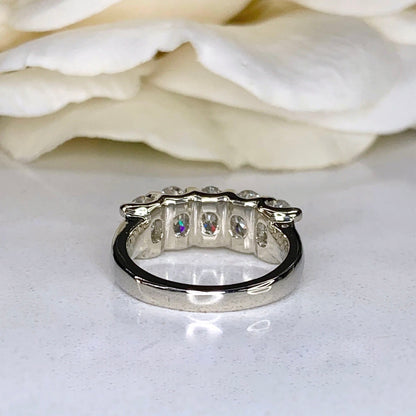 Lab grown diamond wedding band, oval cut lab created diamond ring, echo friendly half eternity diamond band cvd diamond ring ladies