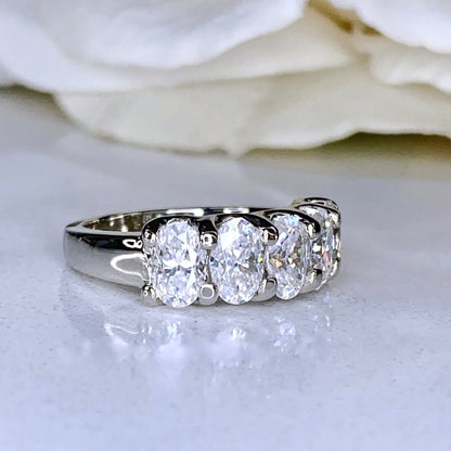 Lab grown diamond wedding band, oval cut lab created diamond ring, echo friendly half eternity diamond band cvd diamond ring ladies