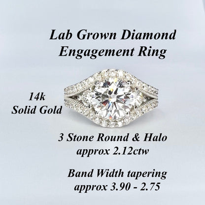 Lab grown diamond engagement ring 14k solid gold, cvd lab created diamond ring, round diamond wedding ring, certified diamond ring