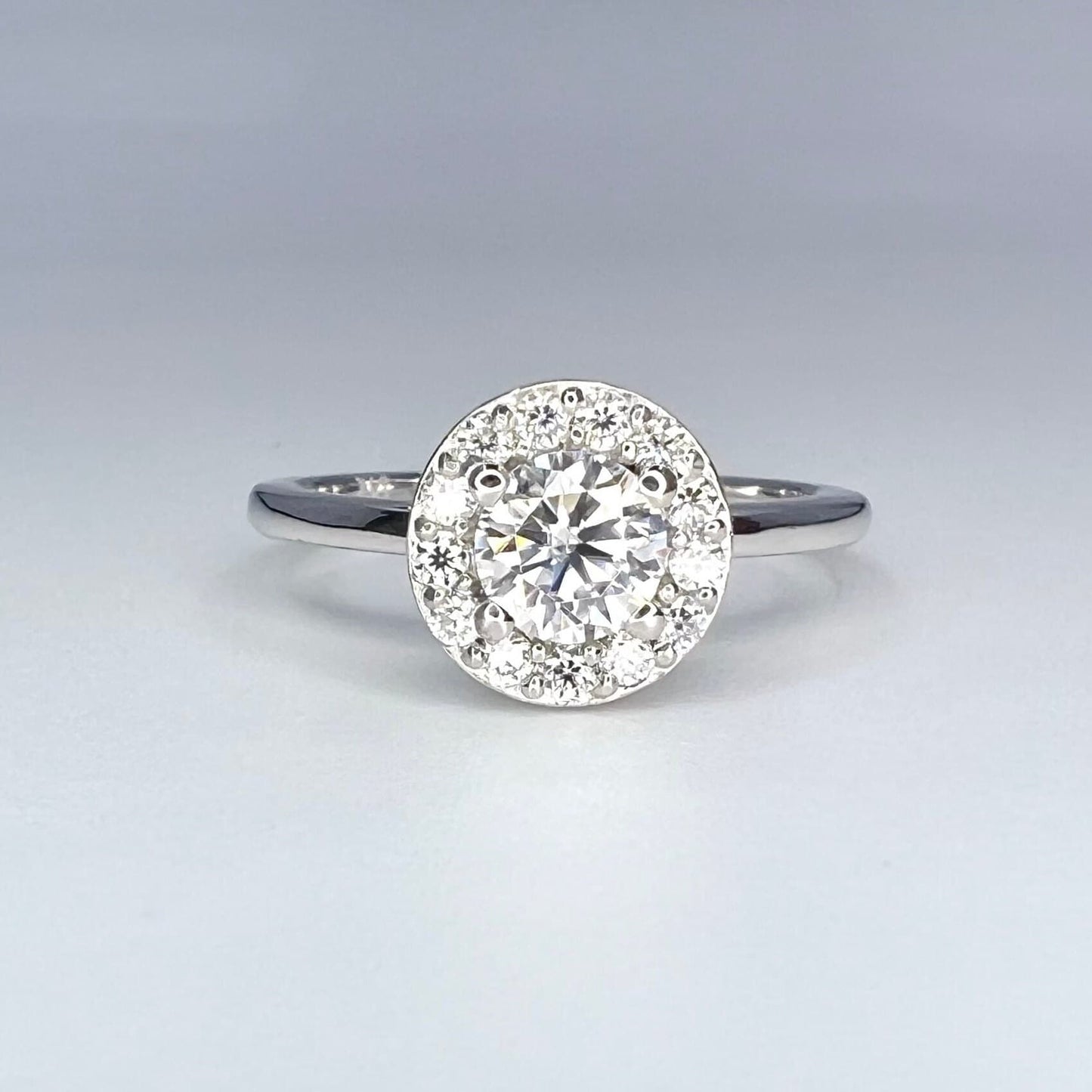 Round Moissanite Solitaire Engagement Ring With Halo | Moissanite Wedding Ring | Simple Round Moissanite Ring | Classic Engagement Ring 8105