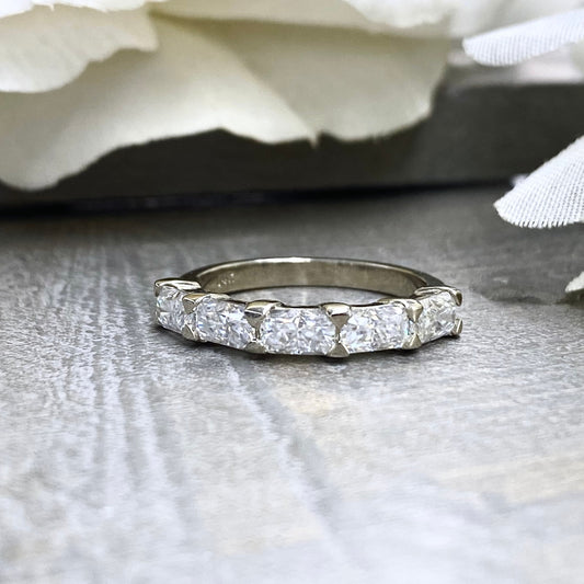 Lab grown diamond stacking wedding band, half eternity diamond matching wedding band solid gold, lab created diamond anniversary band