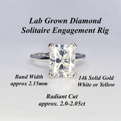 Lab Grown Diamond Engagement Ring | Radiant Cut Lab Created Diamond Ring | Simple Solitaire Diamond Ring | Lab Diamond Ring | 14K Solid Gold