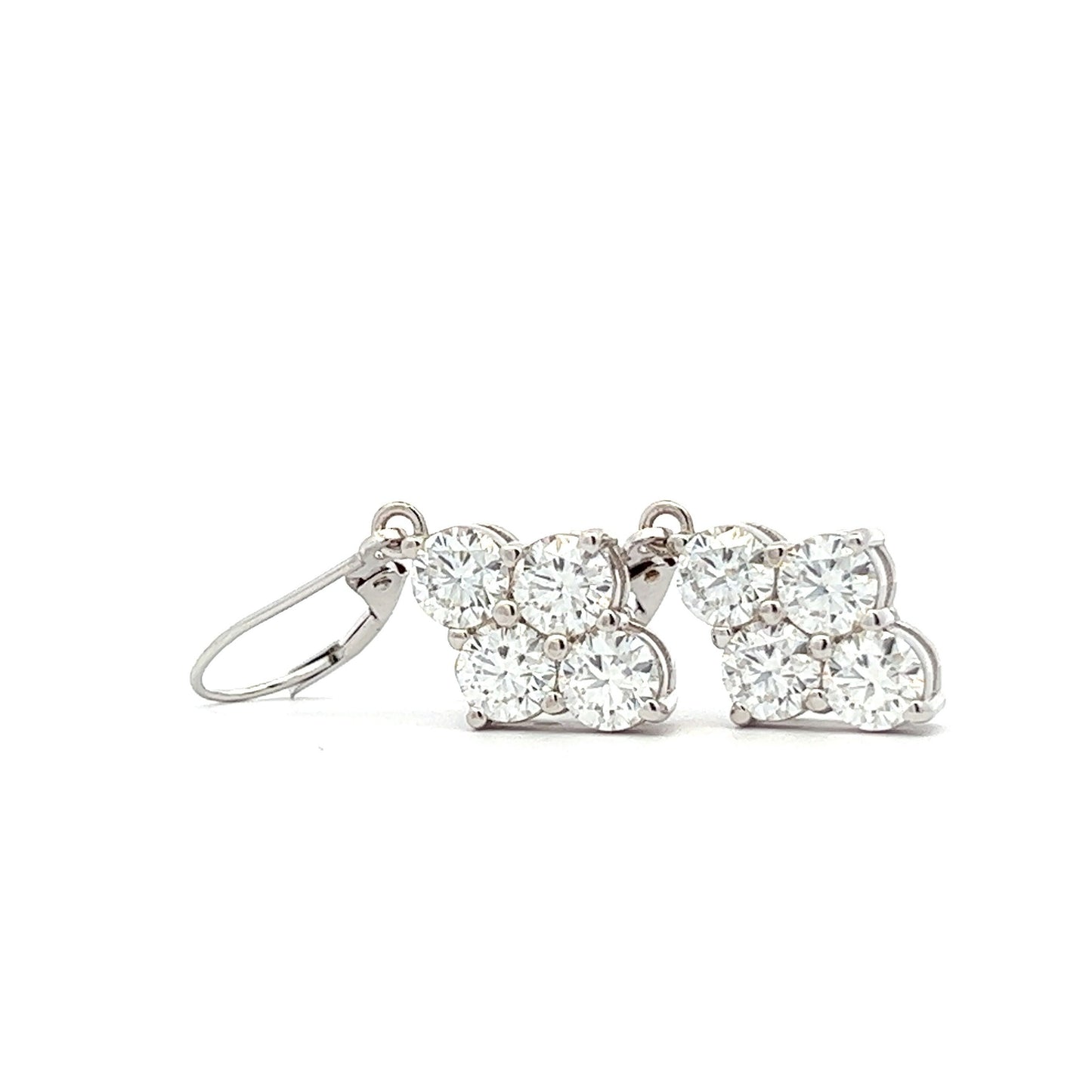 Moissanite Earrings 14K White Gold, Moissanite Dangle Earrings For Ladies, 14K Gold Leverback Earrings, Round Lever back Earrings, #6897