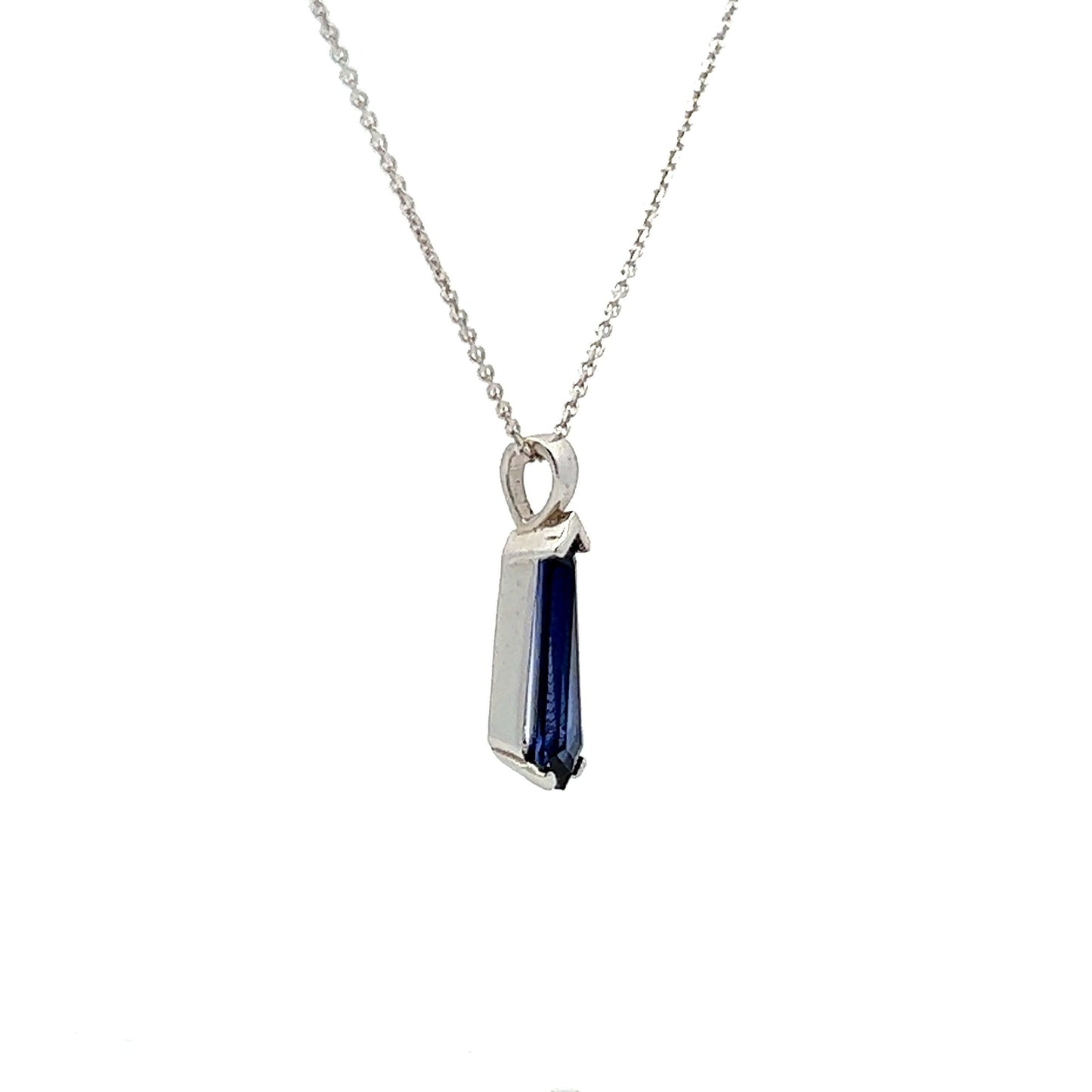 Kite Shaped Blue Sapphire Pendant Necklace 14K Gold, Unique Long Blue Sapphire Necklace, Dainty Layering Necklace September Birthstone #8265