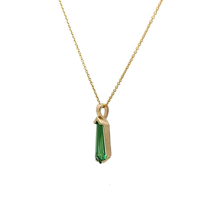 Kite Shaped Emerald Pendant Necklace 14K Solid Gold, Unique Long Emerald Necklace, May Birthstone Jewelry, Dainty Layering Necklace, #8265