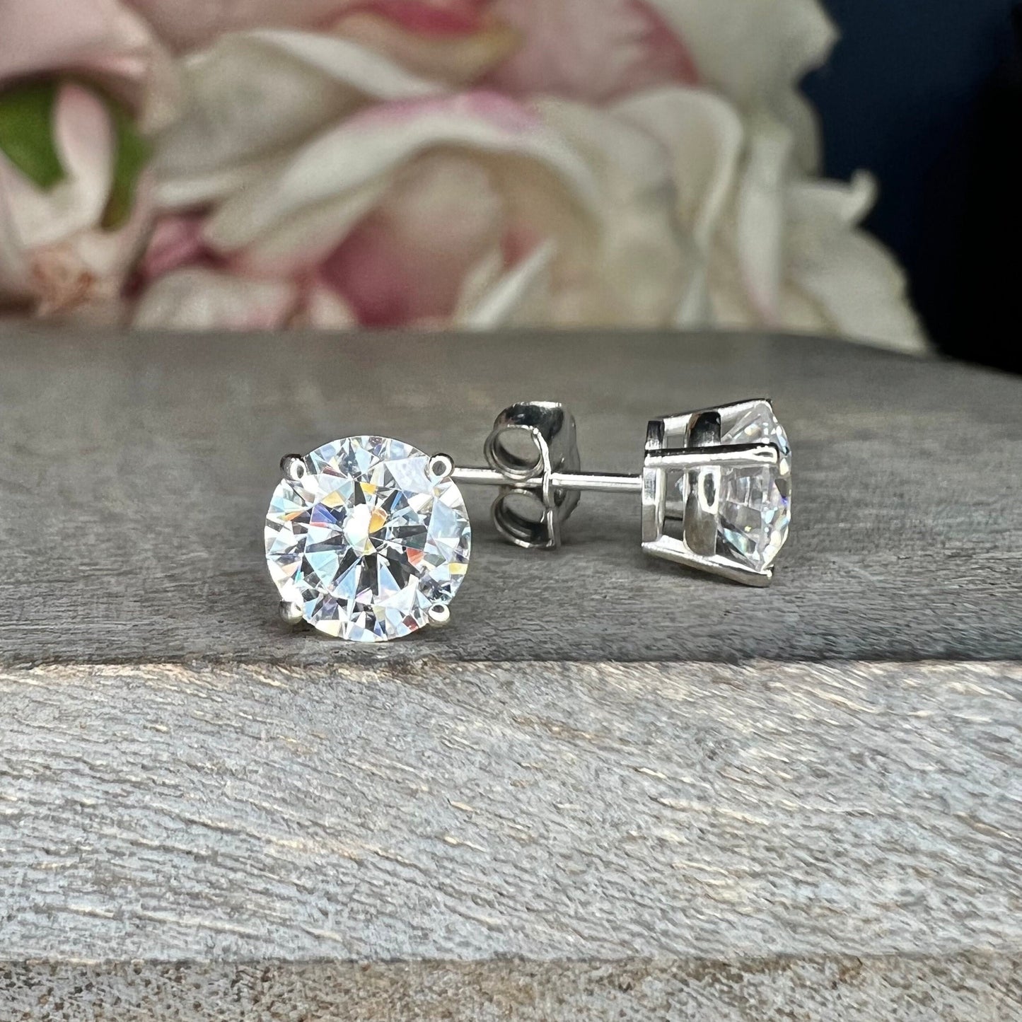 2.00 CTW Moissanite Diamond Stud Earrings 14K White Gold, Gold Stud Earrings Unisex, Gold Diamond Stud Earrings, Round Shape Earrings