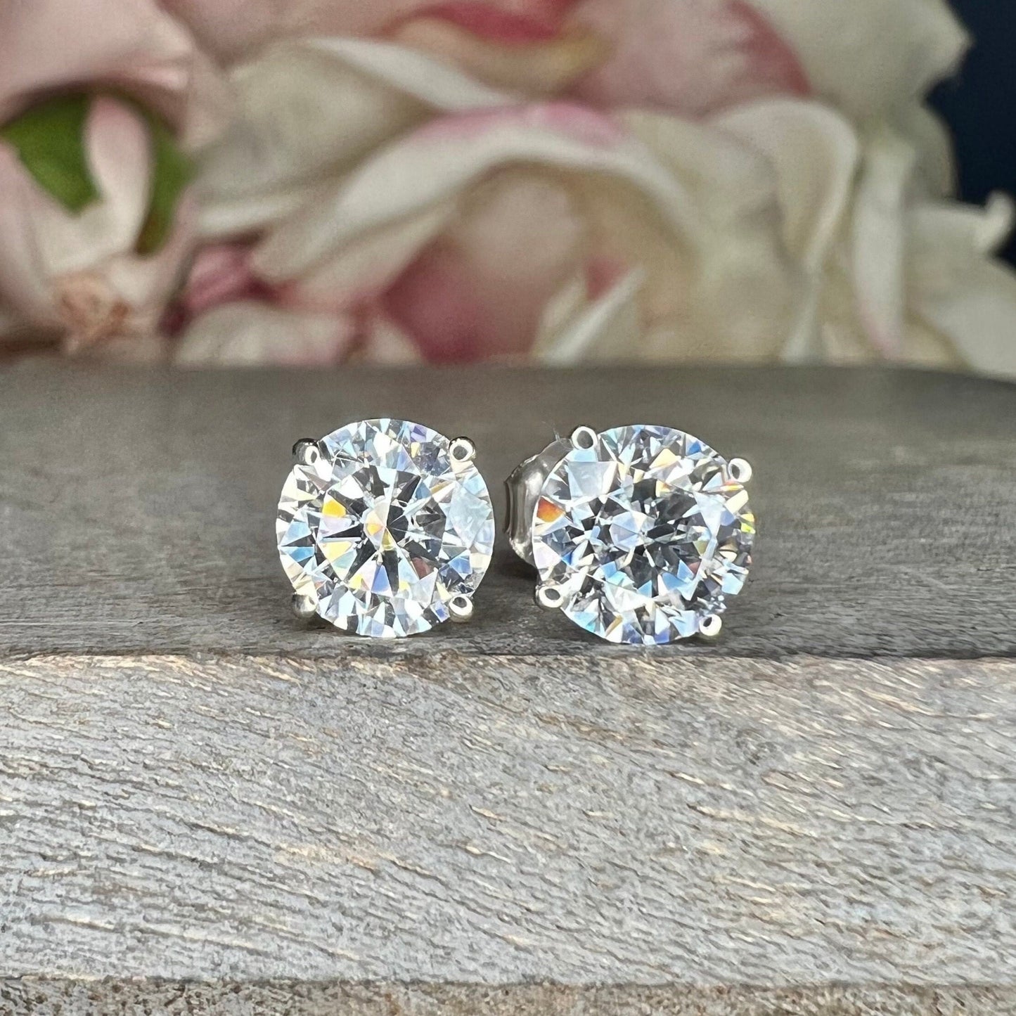 2.00 CTW Moissanite Diamond Stud Earrings 14K White Gold, Gold Stud Earrings Unisex, Gold Diamond Stud Earrings, Round Shape Earrings